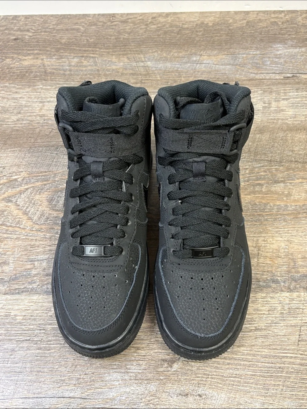 Nike Air Force 1 High GS Triple Black Sneakers 653998-001 Size 5Y